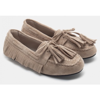 μπαλαρίνες με κρόσσια - μπεζ-σκούρο σε προσφορά