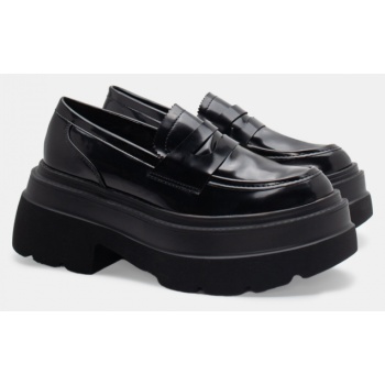 μοκασίνια με τρακτερωτή σόλα - μαύρο σε προσφορά