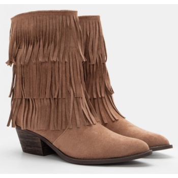 μποτάκια cowboy με κρόσσια - μπεζ-σκούρο σε προσφορά