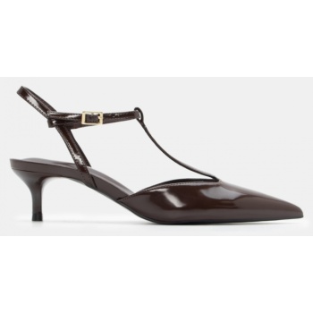 γόβες μυτερές με μπαρέτα - καφέ σκούρο σε προσφορά