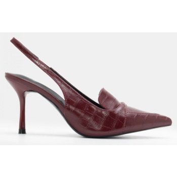 γόβες μυτερές croco - μπορντό σε προσφορά