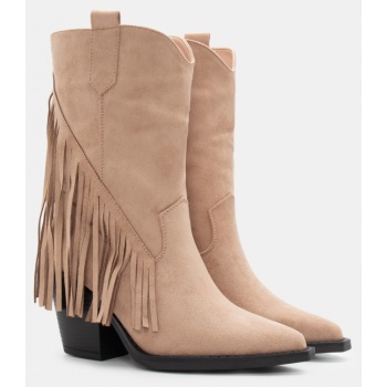 μποτάκια cowboy με κρόσσια - μπεζ-σκούρο σε προσφορά