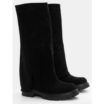 μπότες με εφέ αναδιπλούμενης φάσας  σε προσφορά