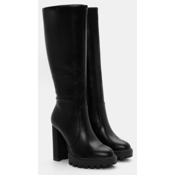 μπότες με φιάπα & τακούνι - μαύρο σε προσφορά