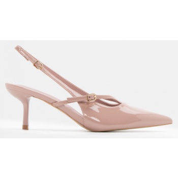 γόβες μυτερές με λουράκια - nude σε προσφορά