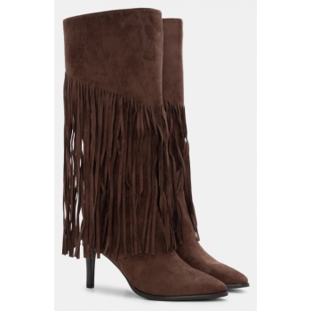 μπότες μυτερές με κρόσσια - καφέ σκούρο σε προσφορά