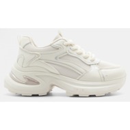  sneakers σε συνδυασμό υλικών - μπεζ