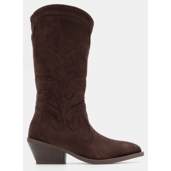 μπότες cowboy με κέντημα - καφέ σκούρο σε προσφορά