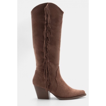 μπότες cowboy με κρόσσια - καφέ σε προσφορά