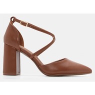  γόβες μυτερές με χιαστί λουράκια - κάμελ