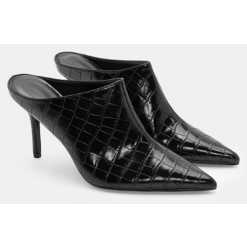 mules μυτερά croco - μαύρο σε προσφορά