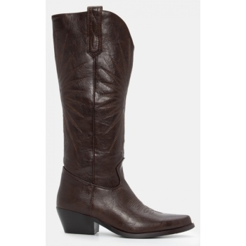 μπότες cowboy με κέντημα - καφέ σκούρο σε προσφορά