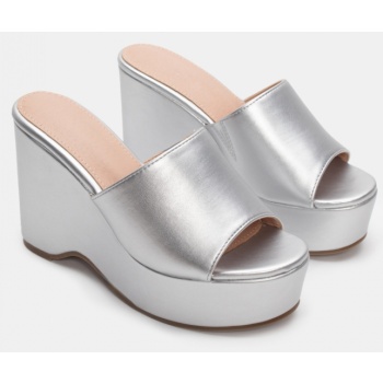 πλατφόρμες με φαρδιά φάσα - ασημί σε προσφορά