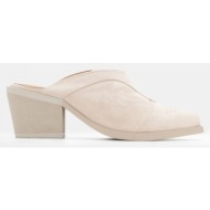  mules με κέντημα - μπεζ