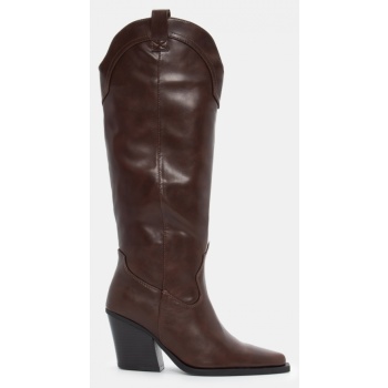 μπότες cowboy μυτερές με ραφές - καφέ σε προσφορά