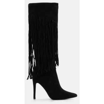 μπότες μυτερές με κρόσσια - μαύρο