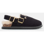  clogs με εσωτερική επένδυση γούνας & τόκα - μαύρο