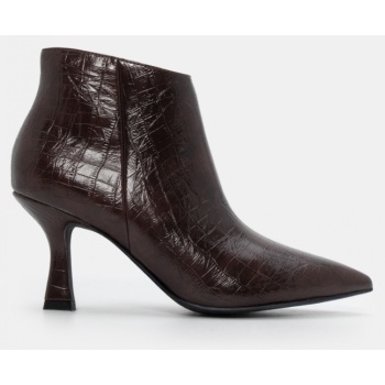 μποτάκια croco μυτερά - καφέ