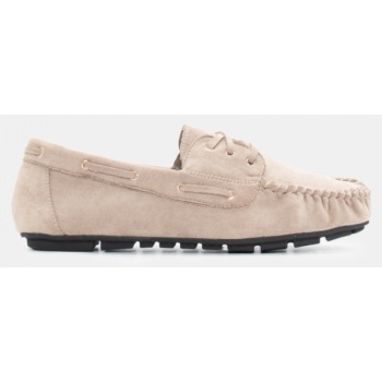 μπαλαρίνες με κορδόνια - μπεζ-σκούρο σε προσφορά