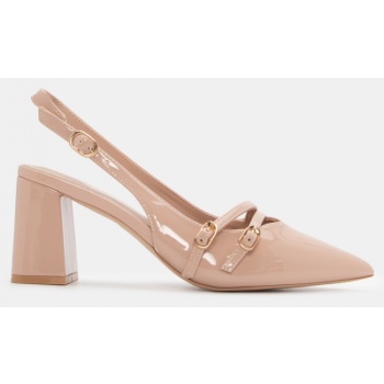 γόβες μυτερές με διπλά λουράκια - nude σε προσφορά