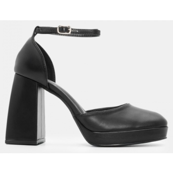 γόβες με μπαρέτα & φιάπα - μαύρο σε προσφορά