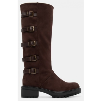 μπότες με διακοσμητικά λουράκια - καφέ σε προσφορά