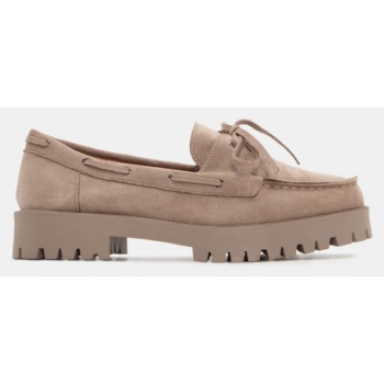 μοκασίνια με κορδόνια - μπεζ-σκούρο σε προσφορά