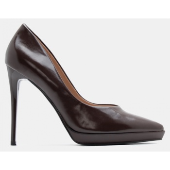 γόβες μυτερές μονόχρωμες - καφέ σε προσφορά