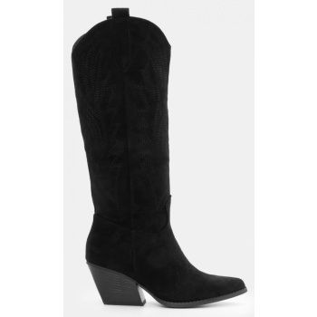 μπότες cowboy μυτερά με κέντημα - μαύρο σε προσφορά