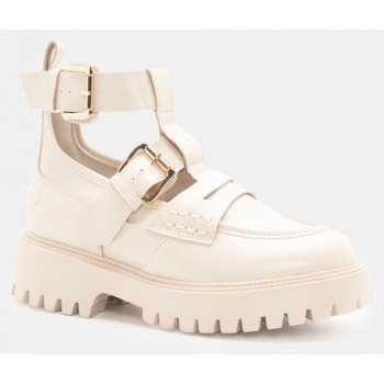 μοκασίνια με διπλά λουράκια - μπεζ σε προσφορά