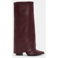  μπότες cowboy με εφέ αναδιπλόυμενης - μπορντό