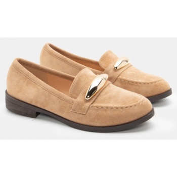 μοκασίνια με διακοσμητικό - μπεζ-σκούρο σε προσφορά