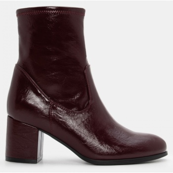 μποτάκια αστραγάλου με τακούνι - μπορντό σε προσφορά