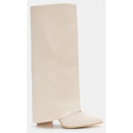  μπότες cowboy με εφέ αναδιπλόυμενης - μπεζ