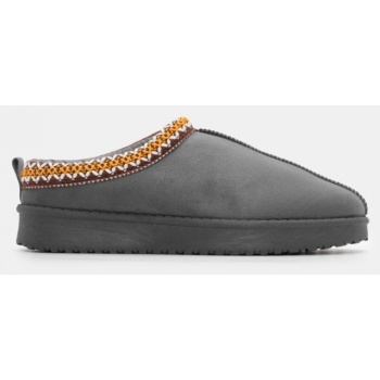 παντόφλες με κέντημα - ανθρακί σε προσφορά