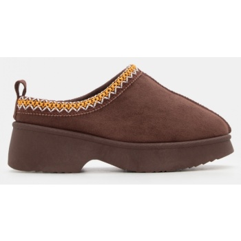 clogs σαμπό με κέντημα - καφέ σκούρο σε προσφορά