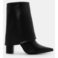  μποτάκια με εφέ αναδιπλούμενης φάσας - μαύρο