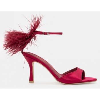 πέδιλα με μπαρέτα από πούπουλα - μπορντό σε προσφορά