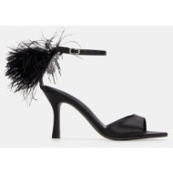  πέδιλα με μπαρέτα από πούπουλα - μαύρο