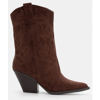 μποτάκια cowboy με κέντημα - καφέ σκούρο σε προσφορά