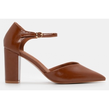 γόβες μυτερές με μπαρέτα - κάμελ σε προσφορά