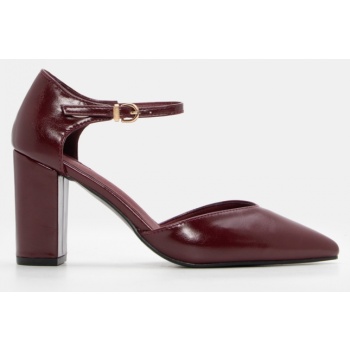 γόβες μυτερές με μπαρέτα - μπορντό σε προσφορά