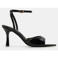  πέδιλα μυτερά με μπαρέτα - μαύρο-λουστρίνι