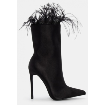 μποτάκια μυτερά με πούπουλα - μαύρο σε προσφορά