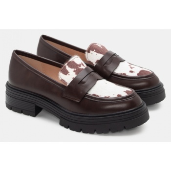 μοκασίνια με λεπτομέρεια cow - καφέ σε προσφορά