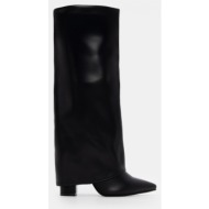  μπότες με εφέ αναδιπλούμενης φάσας - μαύρο