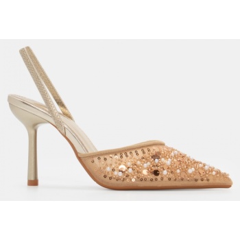 γόβες μυτερές με λάστιχο - χρυσό σε προσφορά