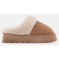  παντόφλες δίσολες με εσωτερική επένδυση γούνας - μπεζ-σκούρο
