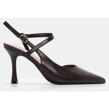 γόβες μυτερές slingback - καφέ σκούρο σε προσφορά