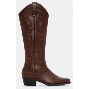μπότες cowboy με κέντημα - καφέ σκούρο σε προσφορά